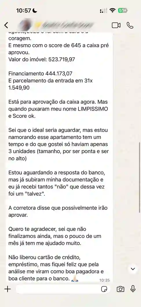 Relato de cliente sobre o diagnóstico do Raio-X do CPF